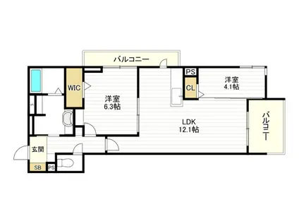 D-ROOM瓜破サウス(2LDK/1階)の間取り写真