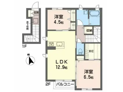 シャーメゾンルシエル(2LDK/2階)の間取り写真