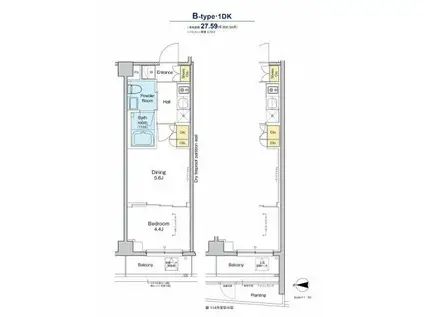 プラウドフラット品川大井町(1DK/3階)の間取り写真