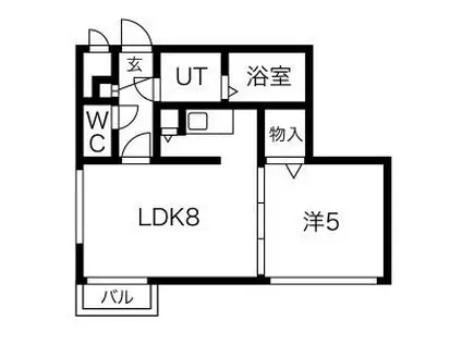 ベルヴィコート豊平IV(1LDK/4階)の間取り写真