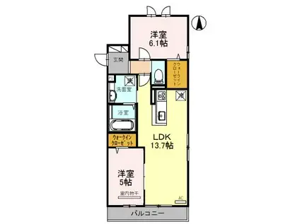 レスぺランス向陽台(2LDK/2階)の間取り写真