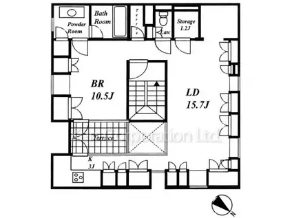 STUDIO御殿山(1SLDK/4階)の間取り写真