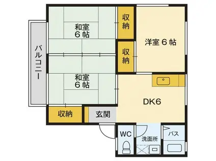 マンションセジュール(3DK/2階)の間取り写真