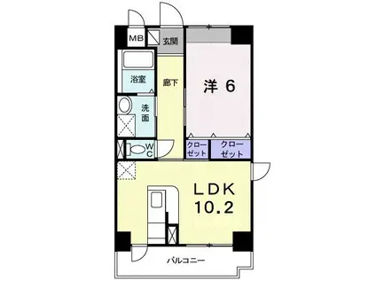 クレッシェンド(1LDK/8階)の間取り写真