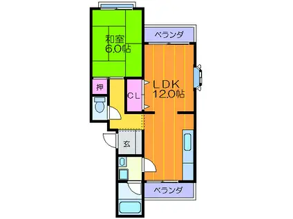 畷ハイツ(1LDK/3階)の間取り写真