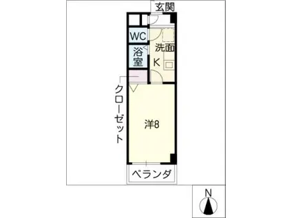 御剣ハイツ(1K/2階)の間取り写真