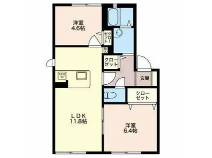 アルカサーノ(2LDK/1階)の間取り写真