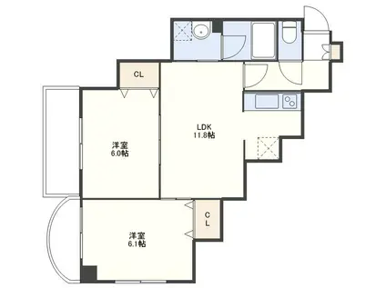 セントポールガーデン菜のはな(2LDK/8階)の間取り写真
