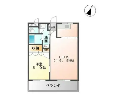 グリーンビレッジ(1LDK/2階)の間取り写真