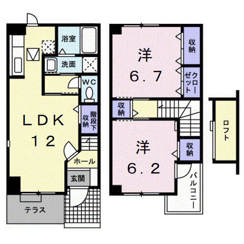 ソレイユMIII(2LDK/1階)の間取り写真