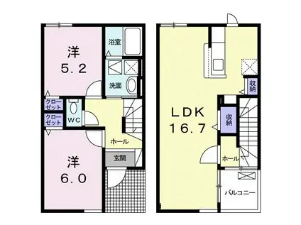 メルヘン・ベルク(2LDK/1階)の間取り写真