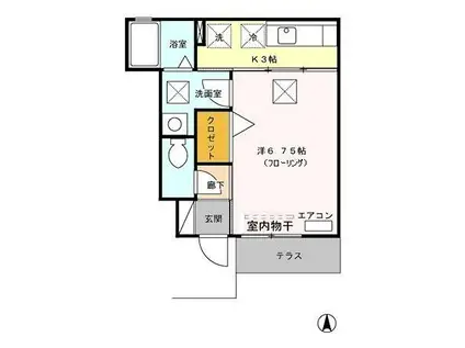 ラ・プランタン(1K/1階)の間取り写真