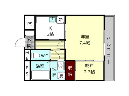 ドルフIII(1SK/2階)の間取り写真