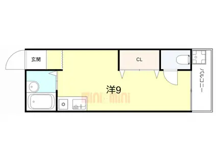 ハイツ篠原(ワンルーム/2階)の間取り写真