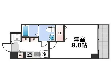 ルクレ難波(1K/6階)の間取り写真