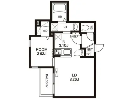 CHERIM竹下ウエスト(1LDK/2階)の間取り写真