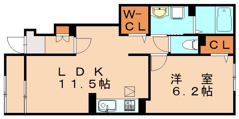 ロータス スクエアA(1LDK/1階)の間取り写真