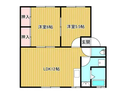 ソファレくすのき(2LDK/1階)の間取り写真