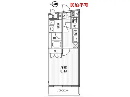 礼敷ゼロゼロ アーデン北沢 1K(1K/2階)の間取り写真