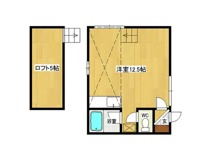 メゾンド市田B(ワンルーム/1階)の間取り写真