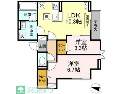 グランメール(2LDK/1階)の間取り写真