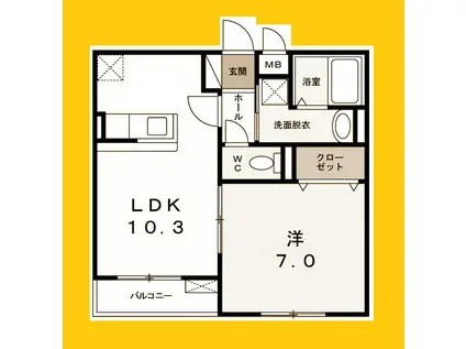 モーションブルー・K(1LDK/2階)の間取り写真