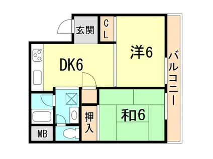 神戸湊アパートメント(2DK/3階)の間取り写真