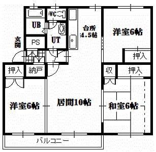 テレパレス旭川春光I(3LDK/3階)の間取り写真