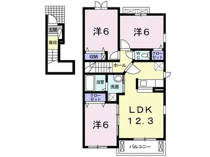 フォックス ヒルズ B(3LDK/2階)の間取り写真