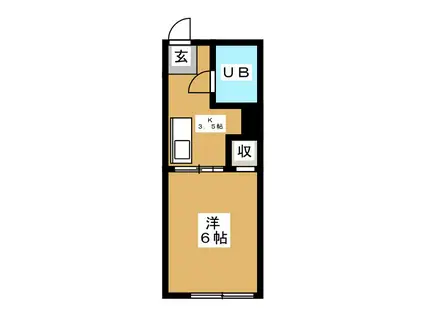 カーサ・ヴェルデB(1K/1階)の間取り写真