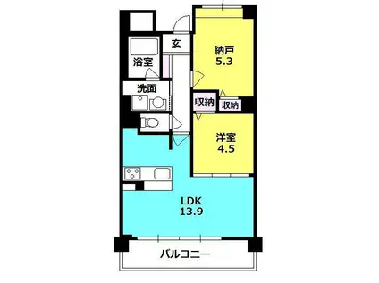 セリシール夙川苦楽園(1SLDK/3階)の間取り写真