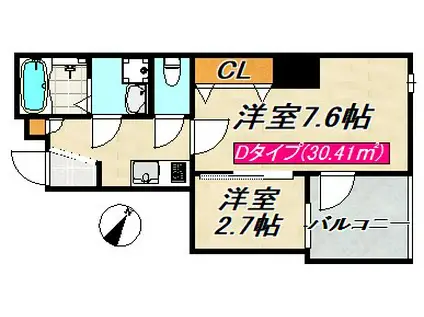 ワコーレヴィータ板宿(2K/8階)の間取り写真