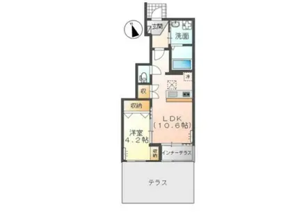 カーサ・デ・アモール(1LDK/1階)の間取り写真