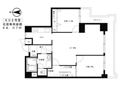 MUROMACHI PLACE(2LDK/6階)の間取り写真