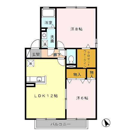 アメニティモア A(2LDK/2階)の間取り写真