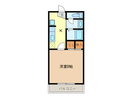 スカイヒルズ(1K/1階)の間取り写真