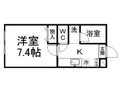 全健ハイム八木山I(1K/1階)の間取り写真