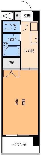 シティーハイツ本町(1K/4階)の間取り写真