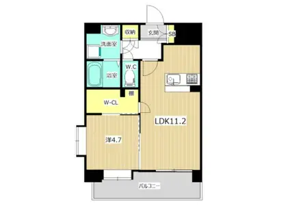 LIBTH千葉城(1LDK/3階)の間取り写真