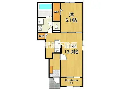 東与賀町下古賀アパート2(1LDK/1階)の間取り写真
