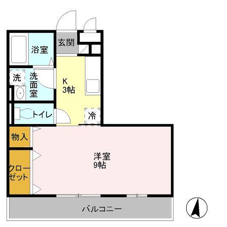 THE RITZ TAKANO(1K/2階)の間取り写真