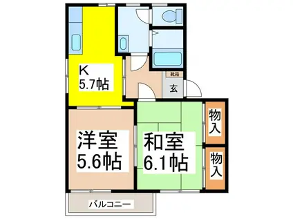 コート岡田屋 E(2K/2階)の間取り写真