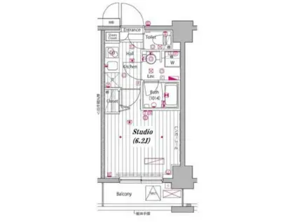 グランドガーラ白金高輪(1K/9階)の間取り写真