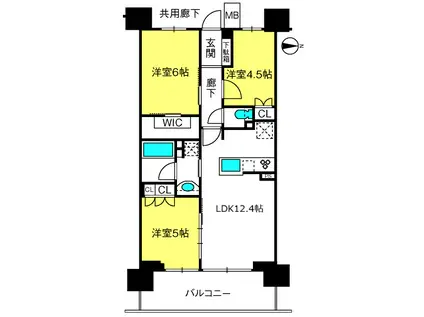 プレミアムレジデンス武蔵浦和(3LDK/3階)の間取り写真