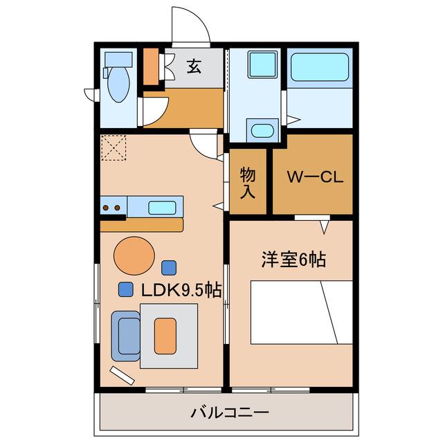 ウエストヒルズTAKAMACHI(1LDK/2階)の間取り写真