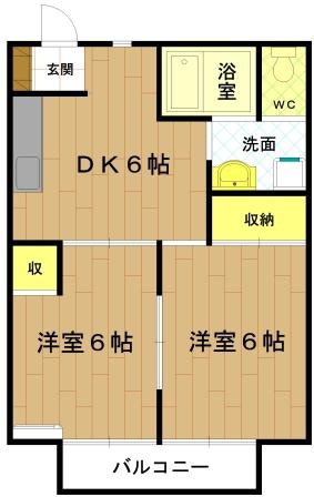 シャルマンM(2DK/2階)の間取り写真
