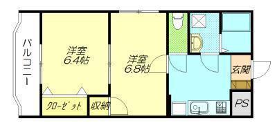 ECOMODO瀬川(2K/2階)の間取り写真