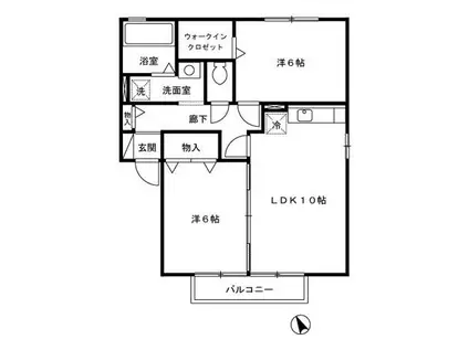 ブレジオ・カームA・B(2LDK/2階)の間取り写真
