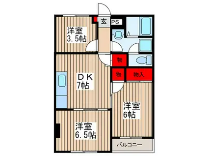 デュオ大宮B(3DK/3階)の間取り写真