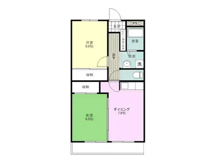 アビタシオンカモガワ(2DK/4階)の間取り写真